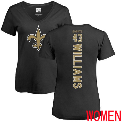New Orleans Saints Black Women Marcus Williams Backer Slim Fit NFL Football #43 T Shirt->women nfl jersey->Women Jersey